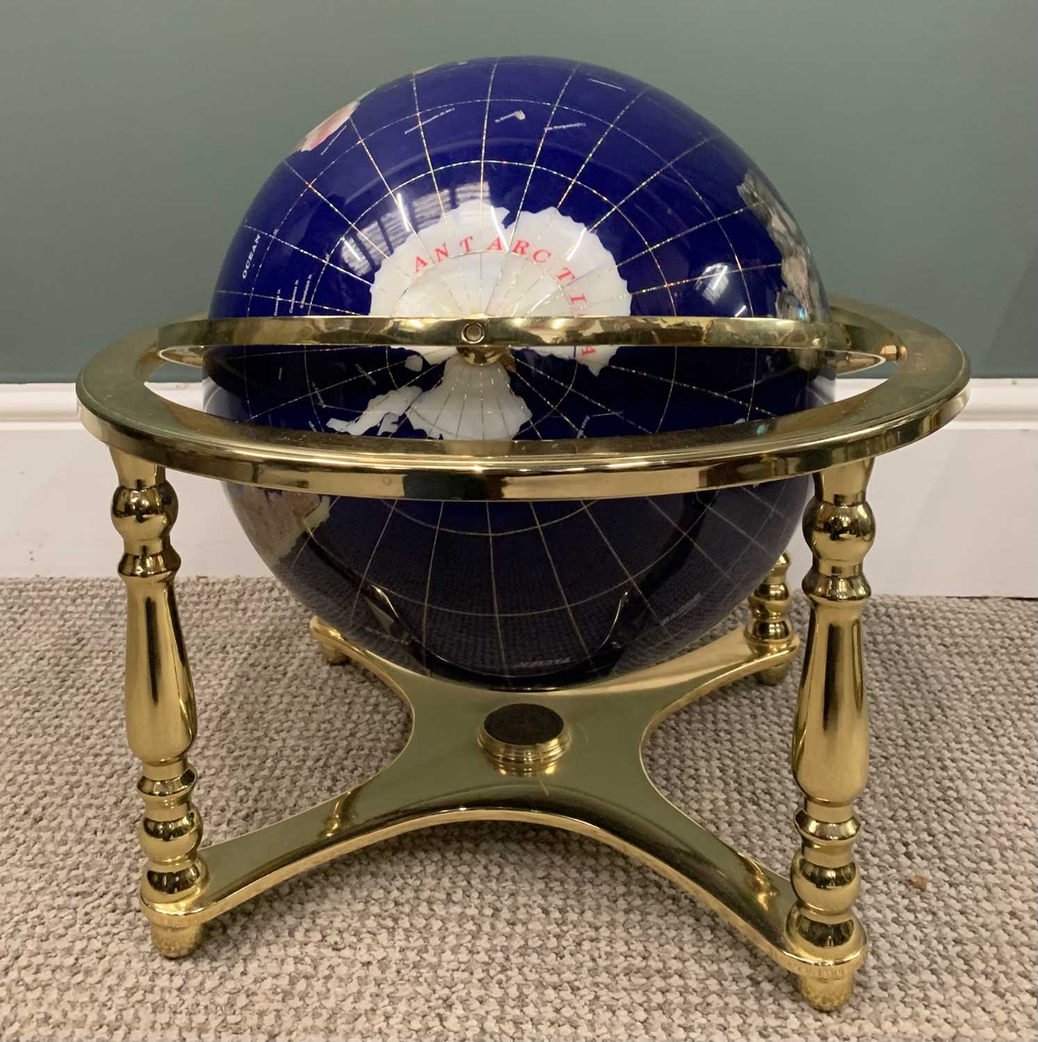 TERRESTRIAL MINERAL GLOBE in a gilt metal tripod stand, 43 (h) cms Provenance: Private collection - Image 2 of 3