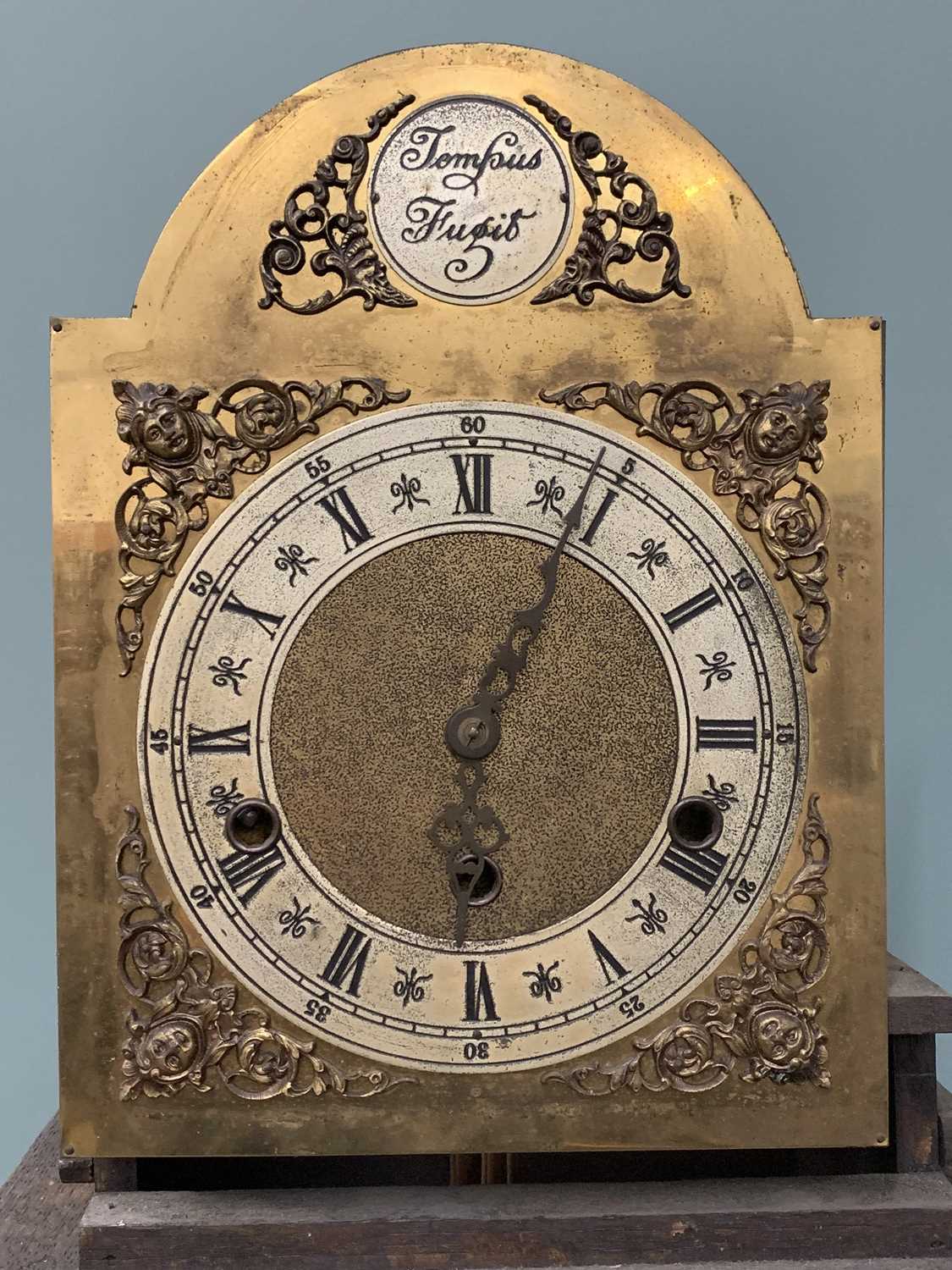 POLISHED OAK DOME TOPPED LONGCASE CLOCK with silvered dial, no weights, 189 (h) x 47 (w) x 29 (d) - Image 10 of 19