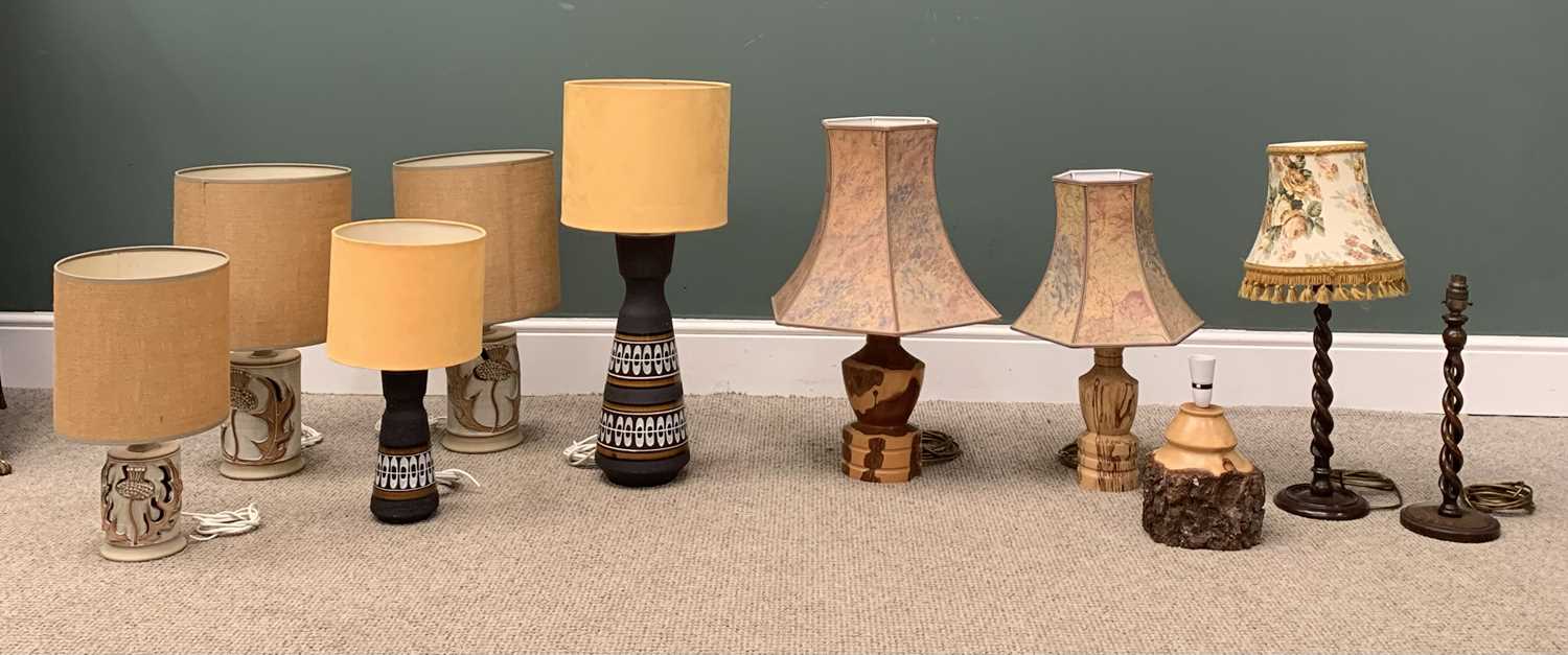 MID-CENTURY TYPE TABLE LAMPS including West German Pottery (5) and wooden (5) Provenance: Private