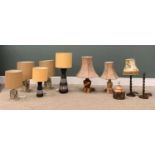 MID-CENTURY TYPE TABLE LAMPS including West German Pottery (5) and wooden (5) Provenance: Private