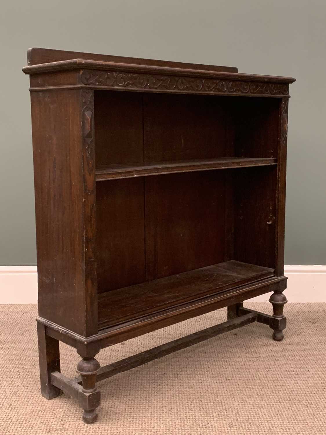 EDWARDIAN CARVED OAK OPEN BOOKCASE, 101 (h) x 91 (w) x 26 (d) cms Provenance: Private collection - Image 2 of 3