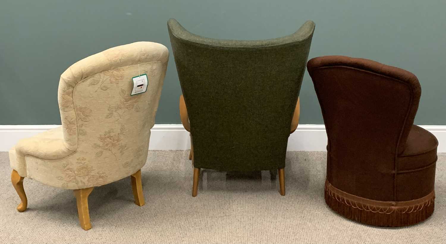 STYLISH PARKER KNOLL MID-CENTURY ARMCHAIR in green upholstery and two other button backed - Image 5 of 5