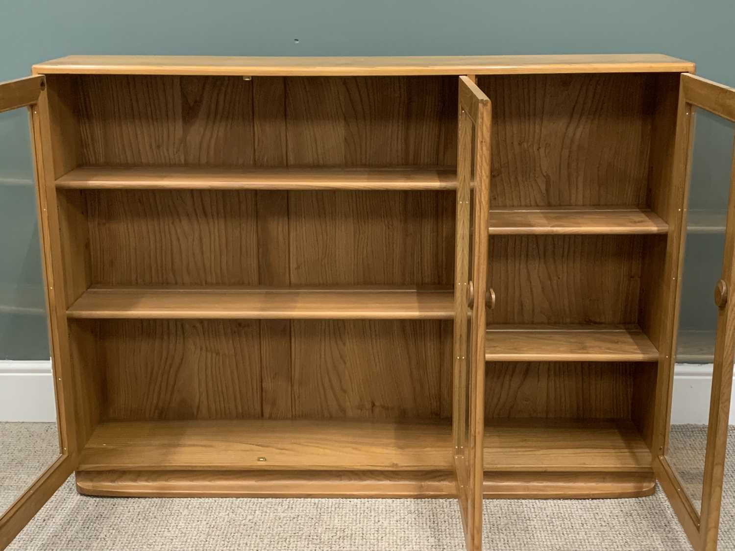 LIGHT ERCOL THREE DOOR BOOKCASE, 97 (h) x 136 (w) x 29 (d) cms Provenance: Private collection - Image 3 of 7