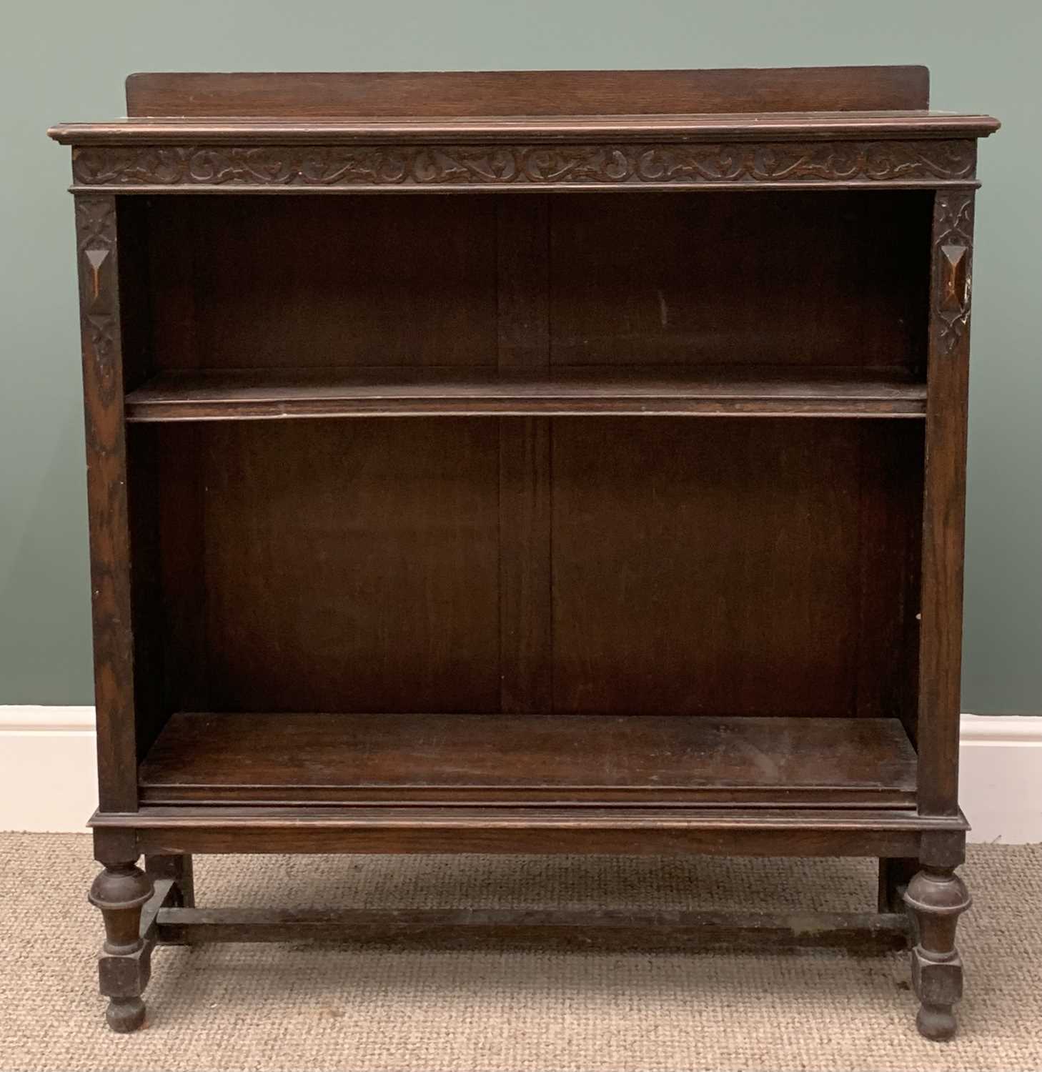 EDWARDIAN CARVED OAK OPEN BOOKCASE, 101 (h) x 91 (w) x 26 (d) cms Provenance: Private collection