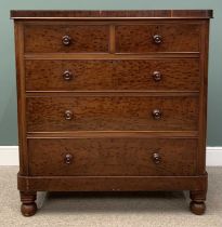 VICTORIAN MAHOGANY CHEST of two over three long drawers, with turned knobs and on turned supports,