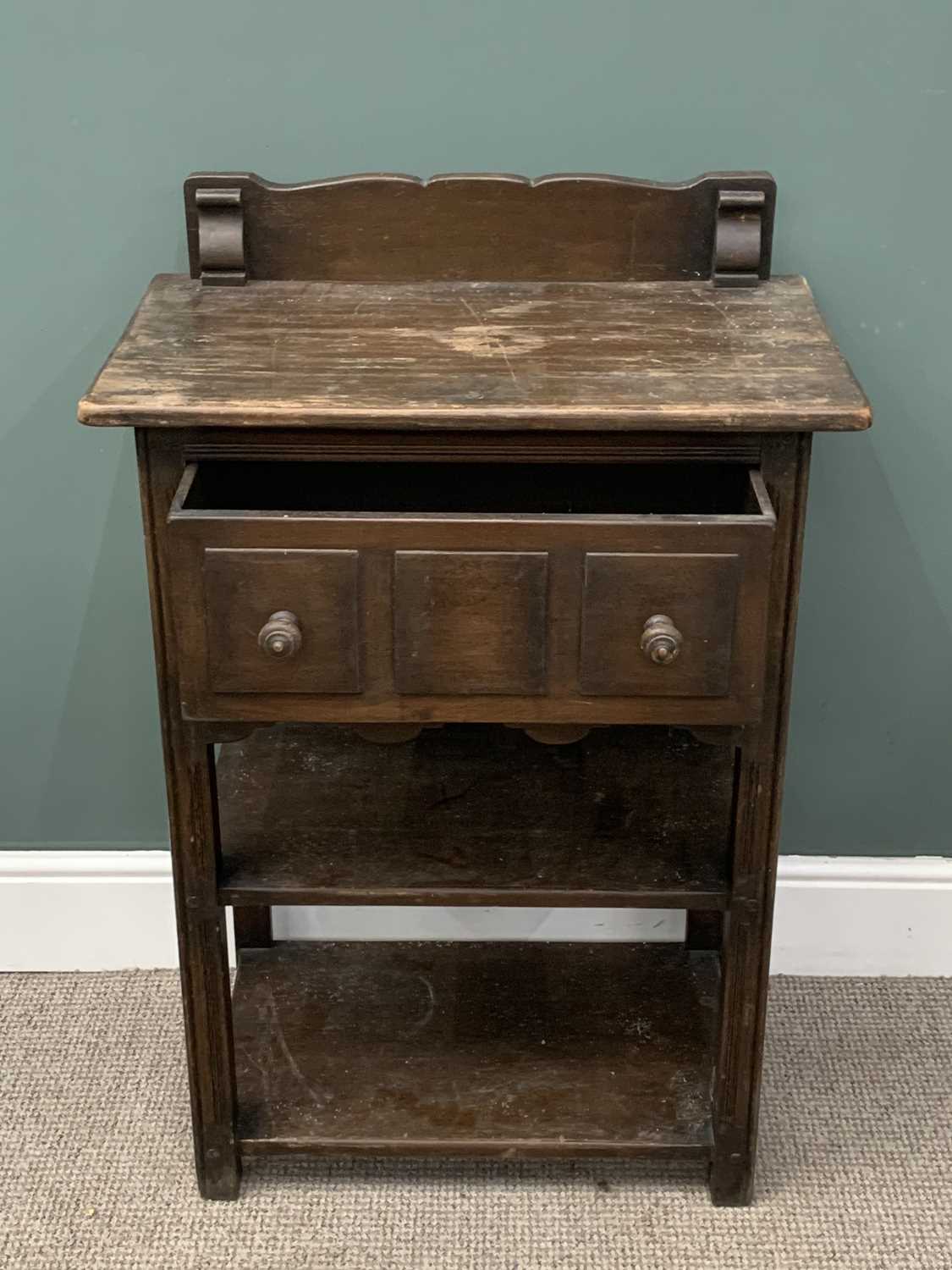 RUSTIC OAK WASHSTAND with two drawers and two base shelves, 103 (h) x 69 (w) x 42 (d) cms and a - Image 4 of 6