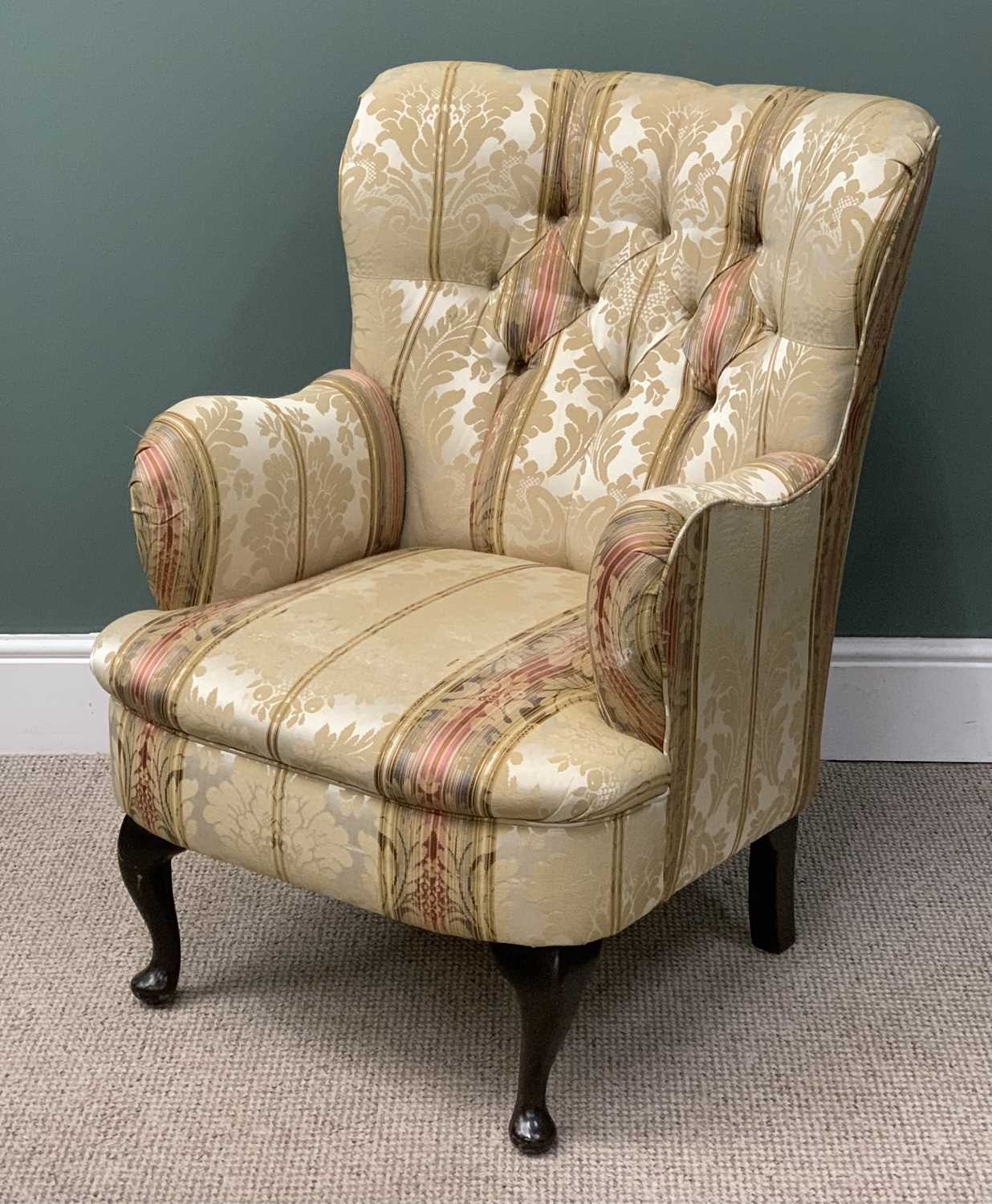 VINTAGE BUTTON BACK & UPHOLSTERED EASY CHAIR, 91 (h) x 66 (w) x 50 (d) cms Provenance: Private