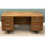 MID-CENTURY TWIN PEDESTAL DESK by Abbess, 73 (h) x 153 (w) x 84 (d) cms Provenance: Private