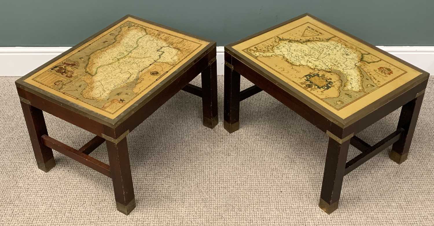 TWO REPRODUCTION COFFEE TABLES with Saxton map tops, 44 (h) x 63 (w) x 48 (d) cms Provenance: - Image 3 of 4