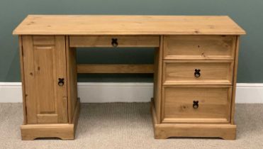 OFFERED WITH LOT 61 - MODERN PINE KNEEHOLE DESK, three drawer pedestal and a single drawer pedestal,