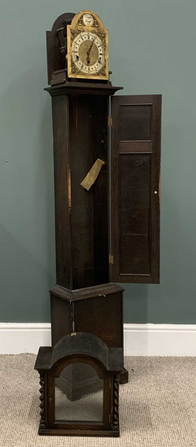 POLISHED OAK DOME TOPPED LONGCASE CLOCK with silvered dial, no weights, 189 (h) x 47 (w) x 29 (d) - Image 3 of 19