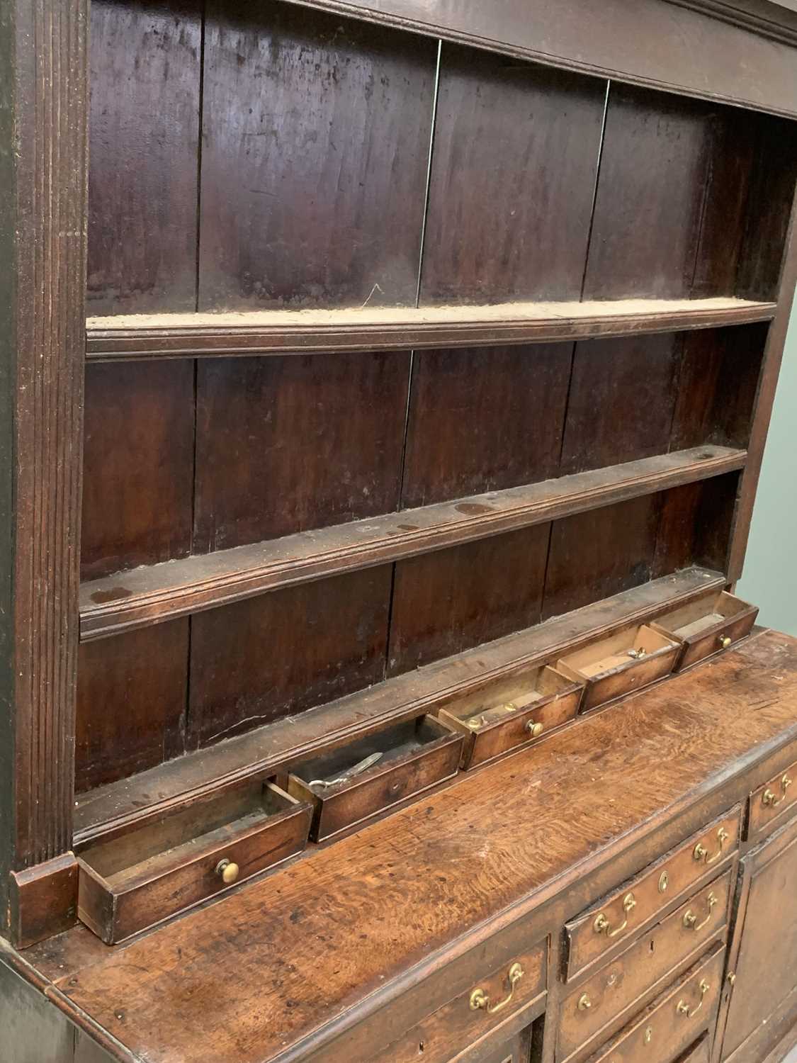 OAK NORTH WALES WELSH DRESSER 19th Century, the three shelf racking having a row of five spice - Image 5 of 6