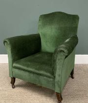 VINTAGE ARMCHAIR in green upholstery, 89 (h) x 80 (w) x 52 (d) cms Provenance: Private collection