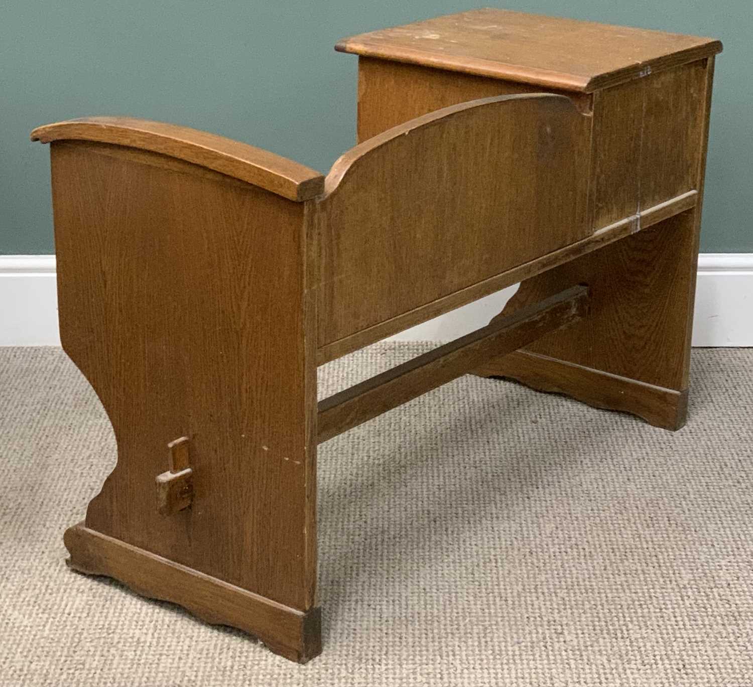 CARVED HEXAGONAL TOP SIDE TABLE, 52 (h) x 61 (w) x 61 (d) cms, MID-CENTURY TYPE OAK TELEPHONE - Image 8 of 8