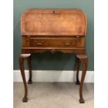 LADY'S WALNUT BUREAU with single drawer, on cabriole supports, a good example, 100 (h) x 73 (w) x 50