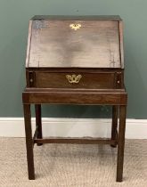 GEORGE III TYPE MAHOGANY CAMPAIGN BUREAU ON STAND with brass handles and furniture, 98 (h) x 61 (