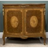 REPRODUCTION EMPIRE STYLE BURR WALNUT TWO DOOR CUPBOARD with serpentine front, on cabriole supports,