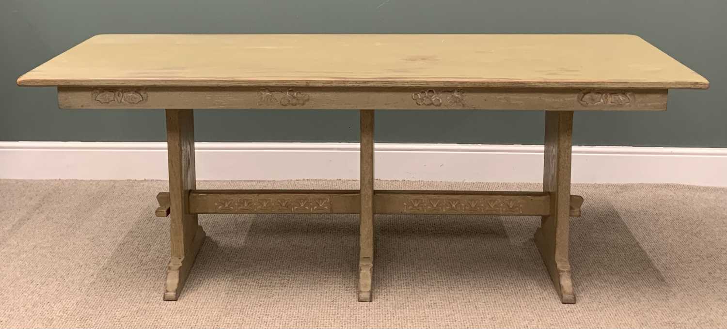 LIMED OAK DINING SUITE comprising refectory type table, 74 (h) x 198 (w) x 77 (d) cms, six dining - Image 5 of 17