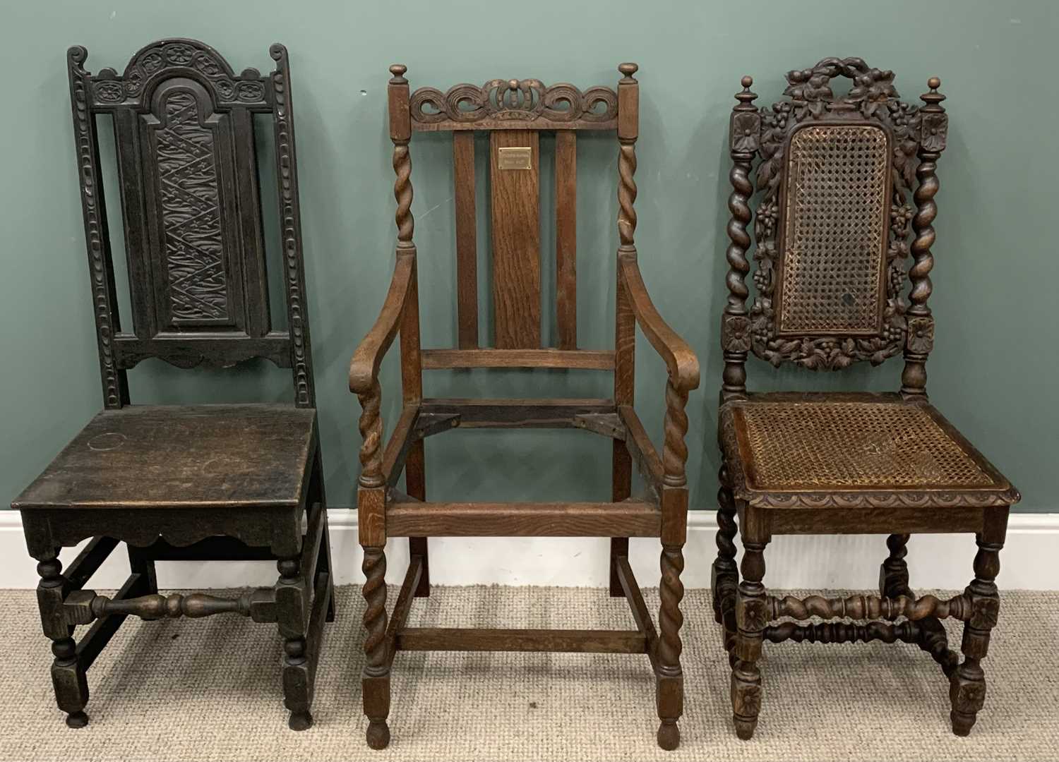 VARIOUS CHAIRS to include Windsor, wheelback, farmhouse and a carved Eisteddfod chair (13) - Image 8 of 8