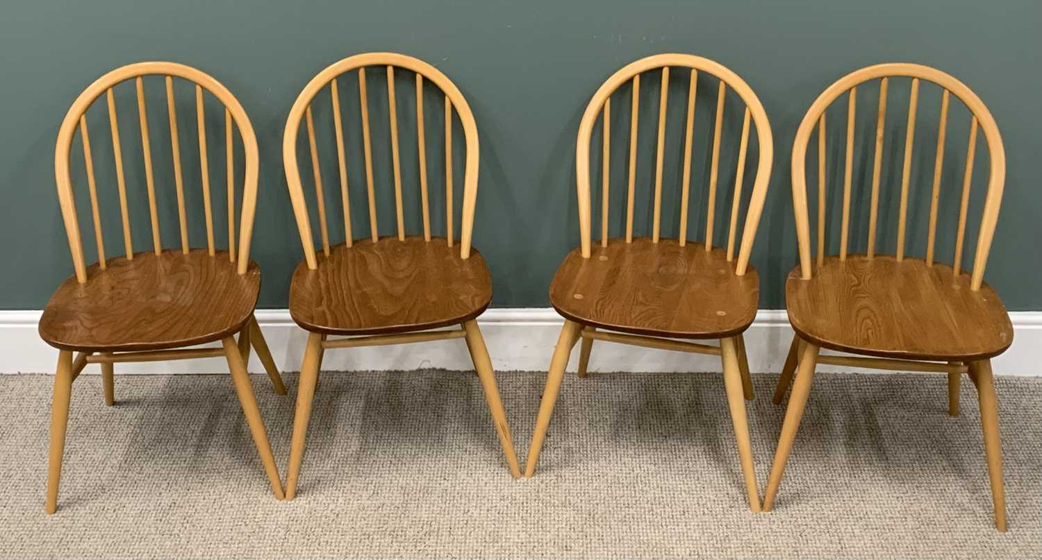 LIGHT ERCOL DINING CHAIRS, four with hoop and spindle back and a pair of tub shaped spindle back - Image 2 of 7