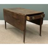 MAHOGANY PEMBROKE TABLE with single end drawer, a large example on tapered supports, 69 (h) x 63/137