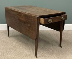 MAHOGANY PEMBROKE TABLE with single end drawer, a large example on tapered supports, 69 (h) x 63/137