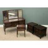 STAG MINSTREL BEDROOM FURNITURE comprising dressing table, 128 (h) x 131 (w) x 46 (d) cms, two small