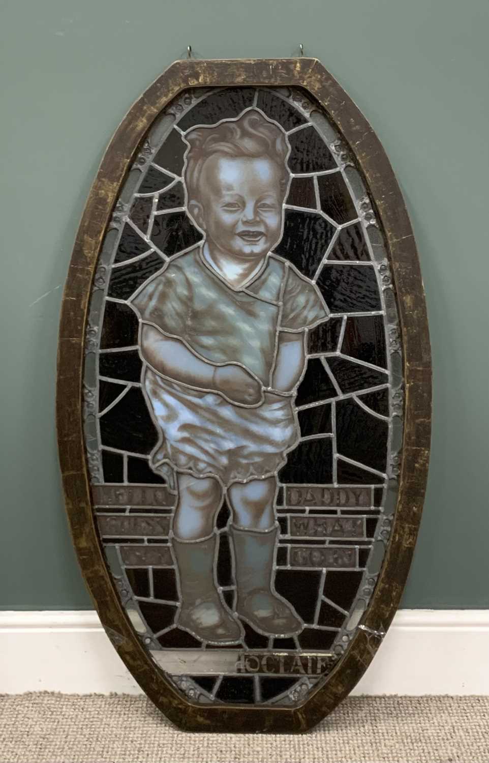 PICTURE ASSORTMENT to include Japanese prints, large leaded glass panel of a small boy "Hello Daddy, - Bild 10 aus 10