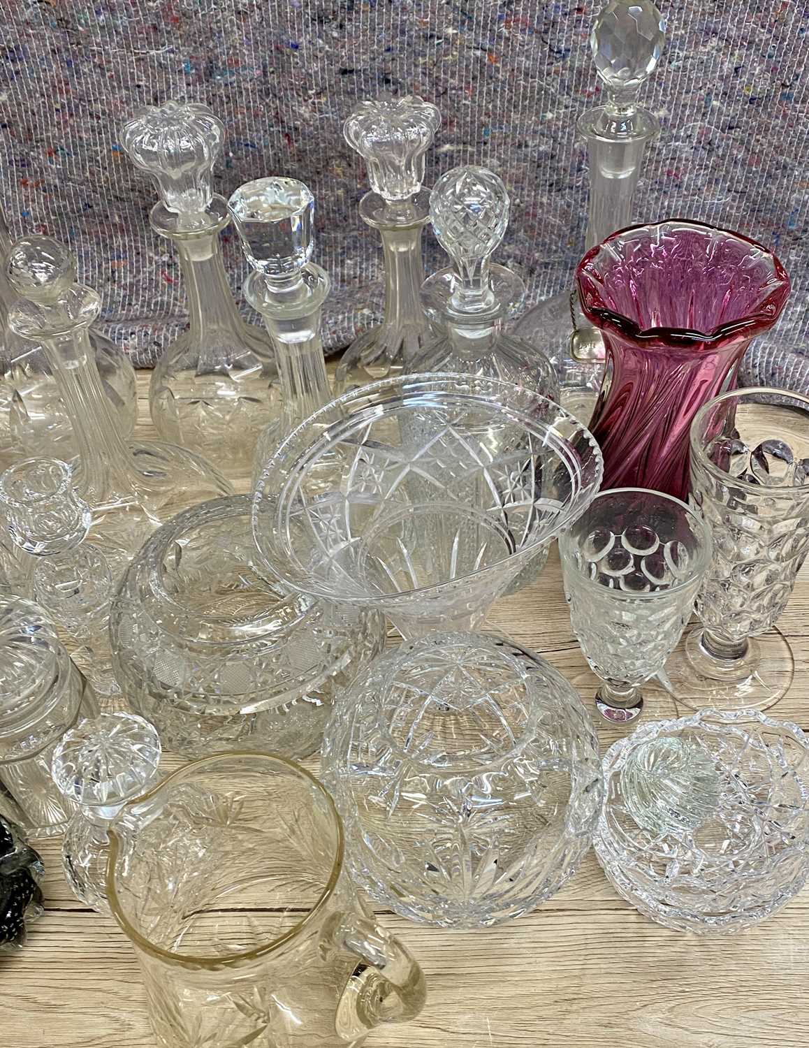 LARGE GROUP OF CUT GLASSWARE, including circular hobnail cut decanter with stopper, 29cms (h), - Image 3 of 4
