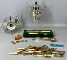 GROUP OF MIXED COINS, PLATED ITEMS & COLLECTABLES, including an EPVM Royles patent self pouring