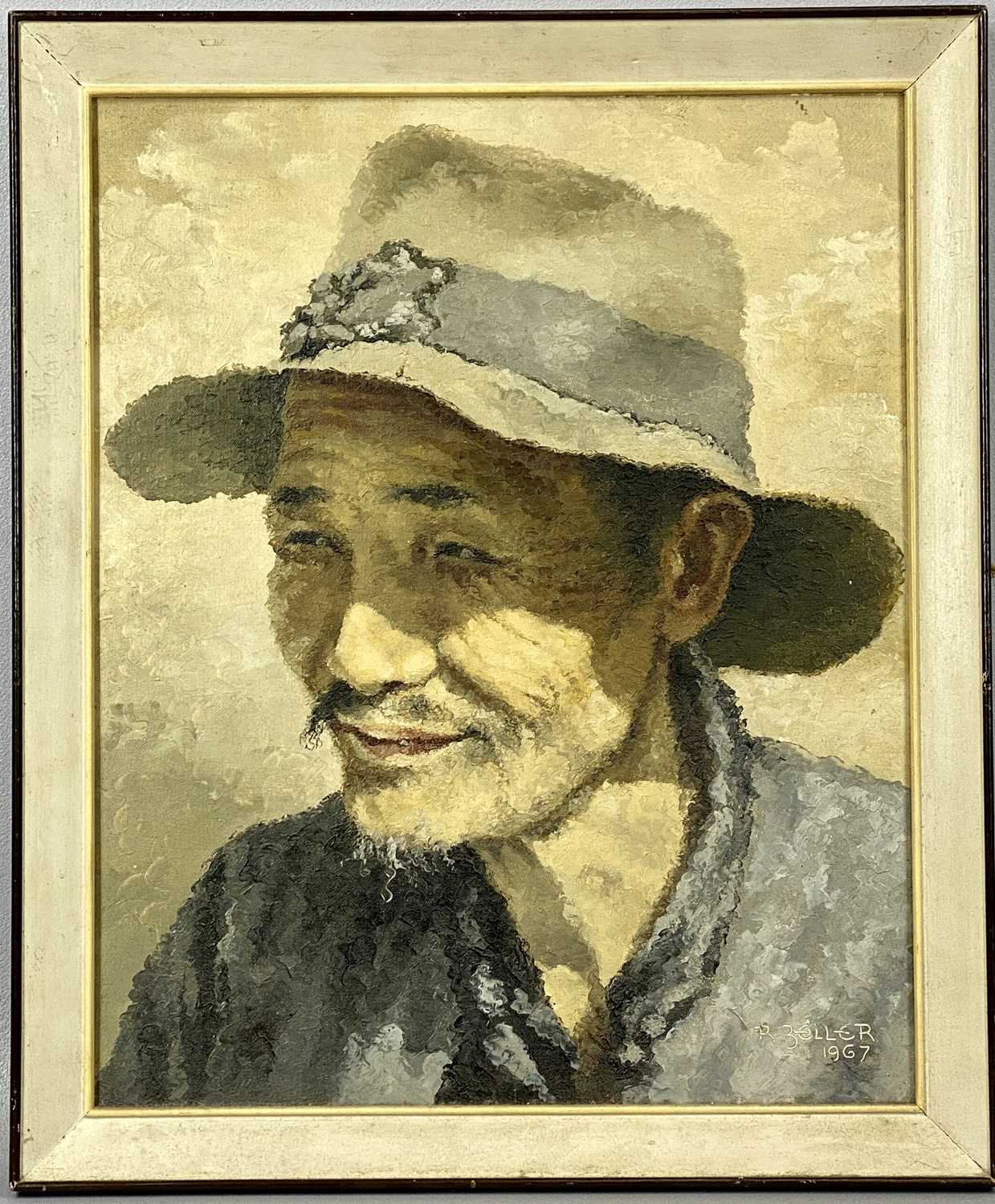 ‡ R. BELLER (1967 Chinese school) oil on board - head and shoulder portrait of a man, signed and - Image 2 of 4