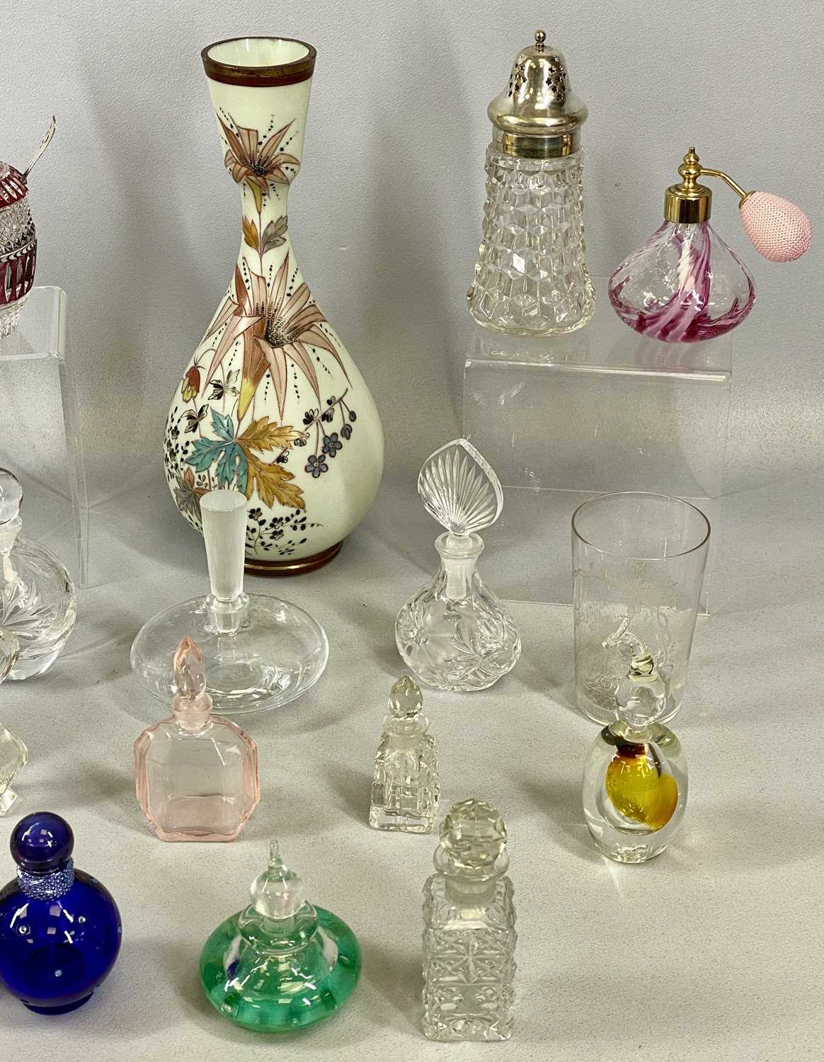 COLLECTION OF STUDIO & OTHER GLASSWARE including scent bottles and atomisers, square cut glass scent - Image 2 of 3
