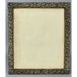 VICTORIAN RECTANGULAR SILVER PHOTOGRAPH FRAME, floral and scroll repousse decoration, plush easel