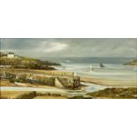 ‡ JILL MICKLE '83 oil on board - Cemaes Bay, signed and dated lower left, 18 x 39cms Provenance:
