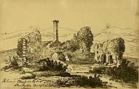 UNKNOWN (British 19th century) pen and ink sketch - titled 'Palace of Edwyfedd Fychan, Llandrillo,