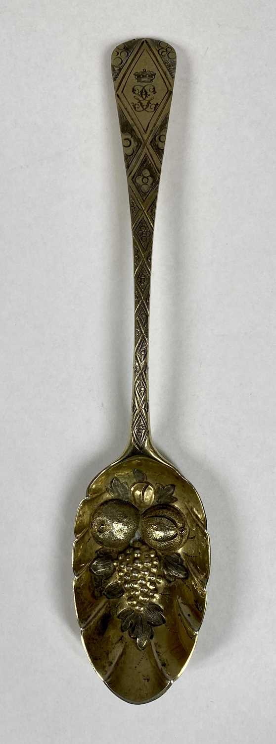 LARGE VICTORIAN GILDED SILVER APOSTLE SPOON, London 1878, Martin Hall & Co, 20.5cms (l) and a George - Image 2 of 3