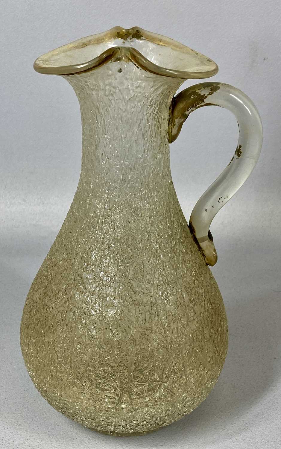 HARRACH TYPE CRACKLE GLASSWARE, three pieces - pitcher, 26cms (h), goblet, 19.5cms (h) and - Image 4 of 4