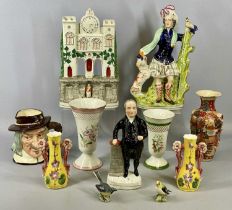 GROUP OF MIXED CERAMICS, British and European, 19th century and later including: Staffordshire