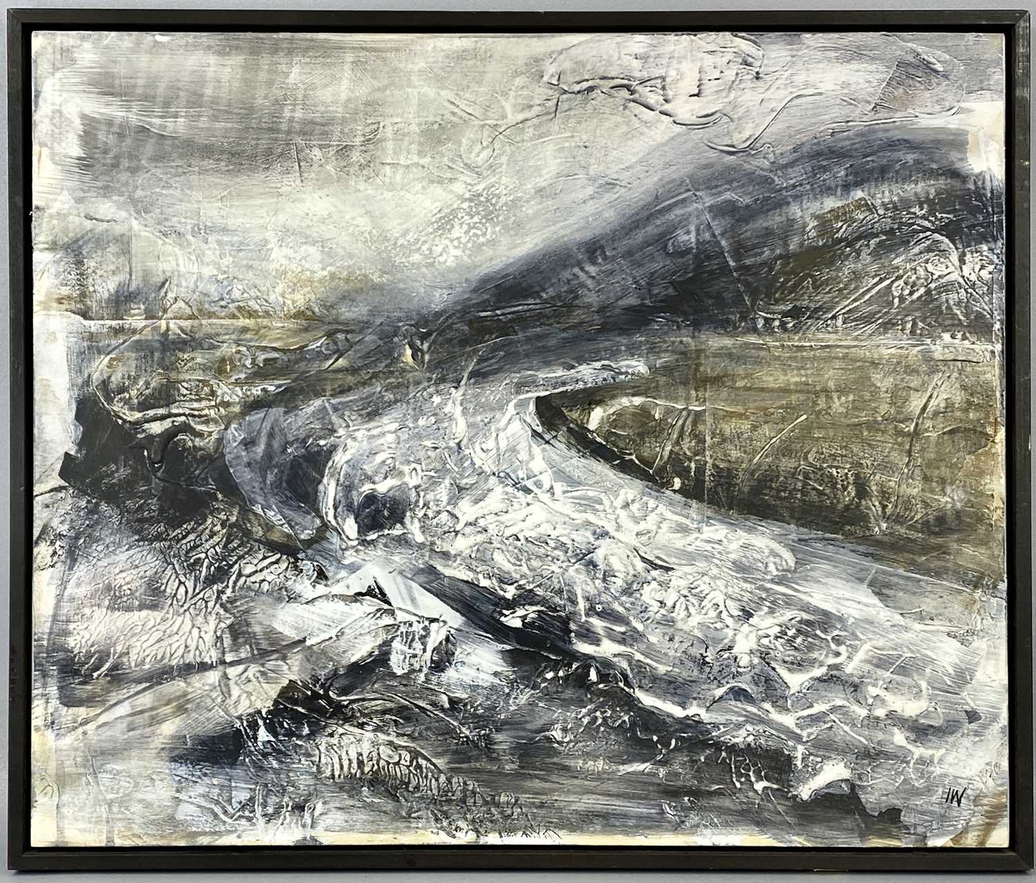 ‡ IAN H. WATKINS acrylic and gesso on plywood - entitled verso "View from Cadair Ifan Goch", dated - Image 2 of 4