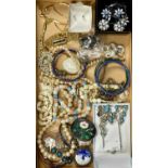 GROUP OF COSTUME & OTHER JEWELLERY including Cloisonne bangles, gold tone necklace and bracelets,