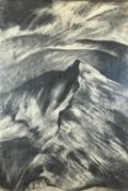 SHELLEY HOCKNELL contemporary British, large charcoal study - mountain view, titled verso 'Yes' (