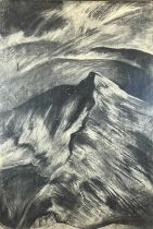 SHELLEY HOCKNELL contemporary British, large charcoal study - mountain view, titled verso 'Yes' (