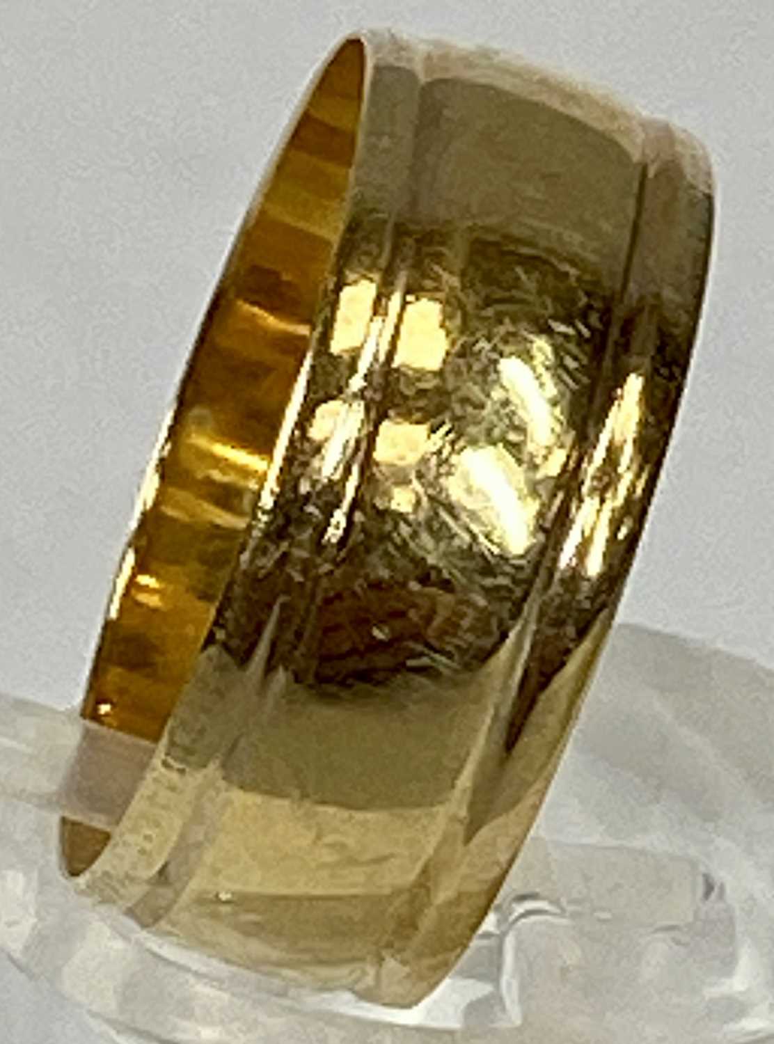 TWO 9CT GOLD RINGS, the first with carved cameo portrait, pierced shoulders, size K and a broad - Image 6 of 7