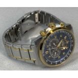 CITIZEN ECO-DRIVE BI-COLOUR STAINLESS STEEL GENTS WRISTWATCH, blue dial, boxed Provenance: private