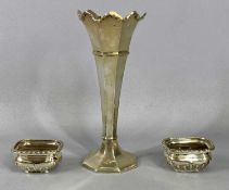 GROUP OF SILVER ITEMS, George V octagonal trumpet form vase with loaded base, Birmingham 1919, 20.