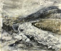 ‡ IAN H. WATKINS acrylic and gesso on plywood - entitled verso "View from Cadair Ifan Goch", dated