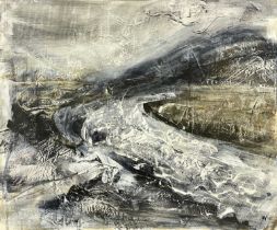 ‡ IAN H. WATKINS acrylic and gesso on plywood - entitled verso "View from Cadair Ifan Goch", dated