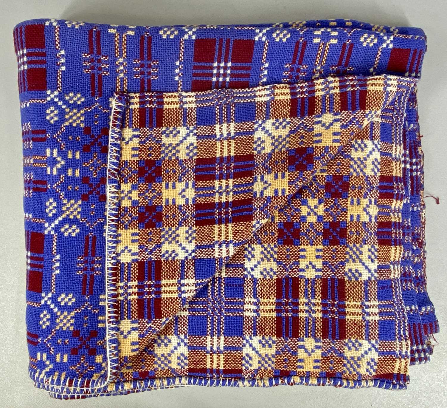 VINTAGE HOLYTEX PURE VIRGIN WOOL WELSH BLANKET, blue, purple, cream double sided, approx. 188 x - Image 3 of 5