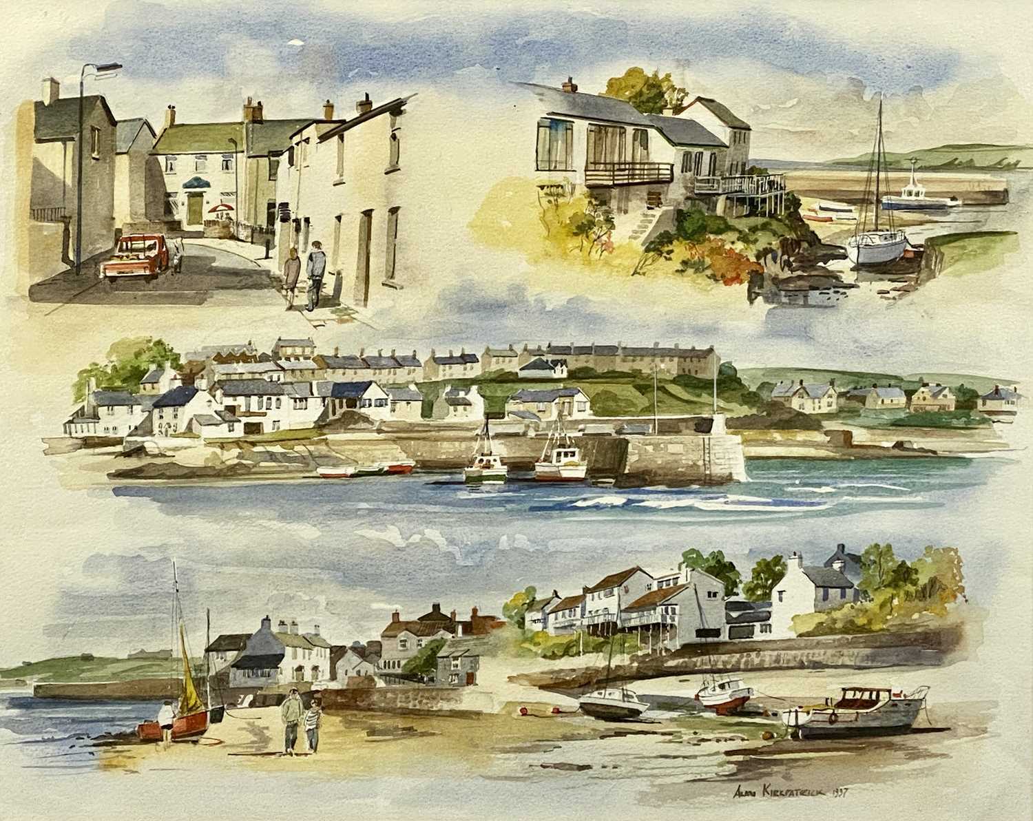 ALAN KIRKPATRICK (1997) pair of watercolours - montages of Cemaes Bay, Anglesey, signed and dated - Image 2 of 7