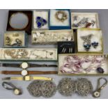 MIXED GROUP OF COSTUME JEWELLERY & WRISTWATCHES including lady's 9ct gold cased wristwatch, mother